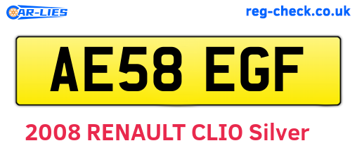 AE58EGF are the vehicle registration plates.