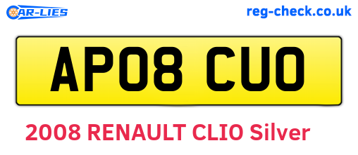 AP08CUO are the vehicle registration plates.