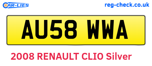 AU58WWA are the vehicle registration plates.