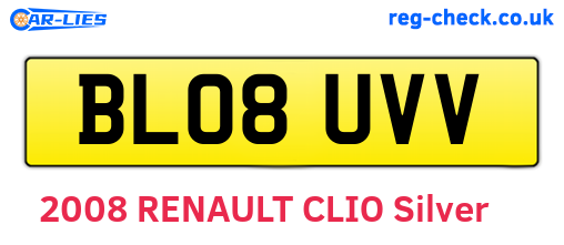 BL08UVV are the vehicle registration plates.
