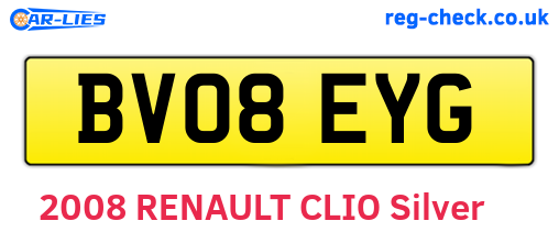 BV08EYG are the vehicle registration plates.