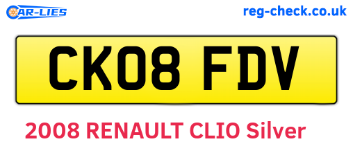 CK08FDV are the vehicle registration plates.