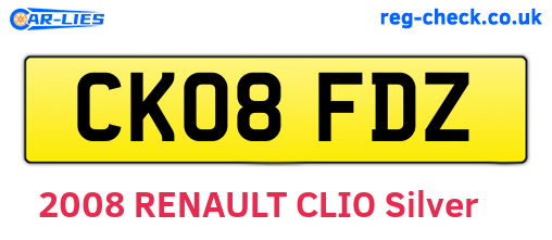 CK08FDZ are the vehicle registration plates.