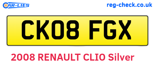 CK08FGX are the vehicle registration plates.