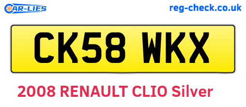 CK58WKX are the vehicle registration plates.