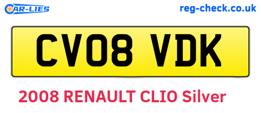 CV08VDK are the vehicle registration plates.