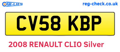 CV58KBP are the vehicle registration plates.