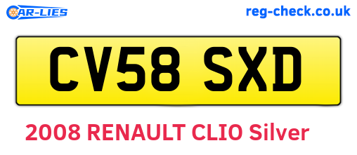 CV58SXD are the vehicle registration plates.