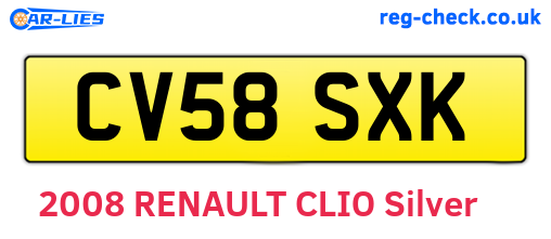 CV58SXK are the vehicle registration plates.