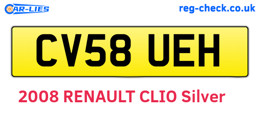 CV58UEH are the vehicle registration plates.