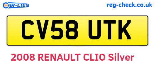 CV58UTK are the vehicle registration plates.