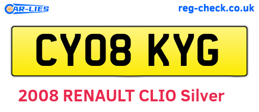 CY08KYG are the vehicle registration plates.