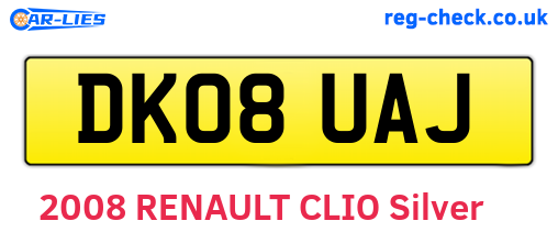 DK08UAJ are the vehicle registration plates.