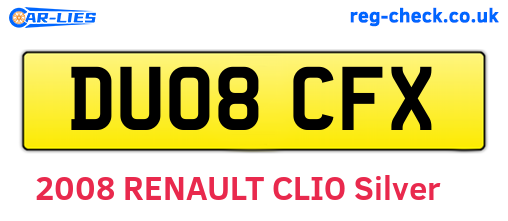 DU08CFX are the vehicle registration plates.
