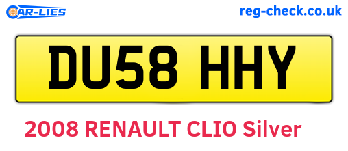 DU58HHY are the vehicle registration plates.