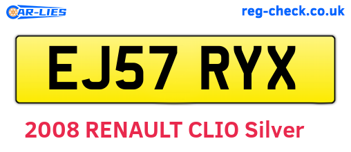 EJ57RYX are the vehicle registration plates.