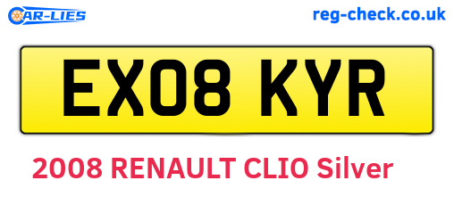 EX08KYR are the vehicle registration plates.