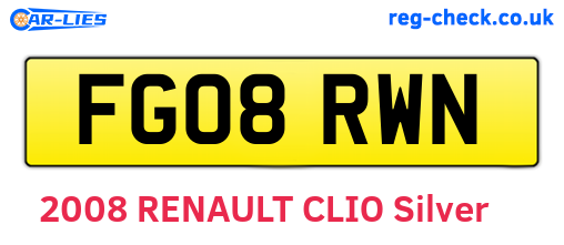 FG08RWN are the vehicle registration plates.
