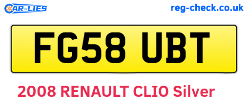 FG58UBT are the vehicle registration plates.