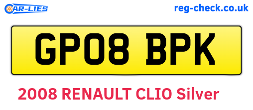 GP08BPK are the vehicle registration plates.