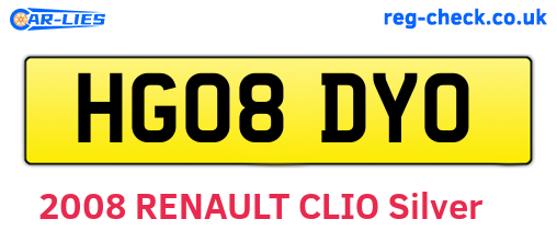 HG08DYO are the vehicle registration plates.
