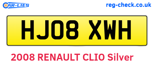 HJ08XWH are the vehicle registration plates.