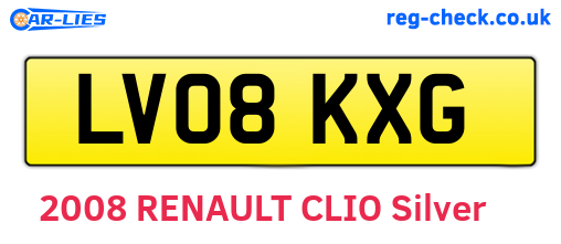 LV08KXG are the vehicle registration plates.