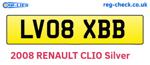 LV08XBB are the vehicle registration plates.