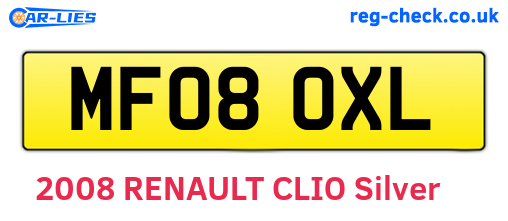 MF08OXL are the vehicle registration plates.