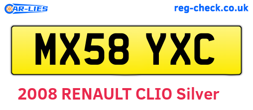 MX58YXC are the vehicle registration plates.