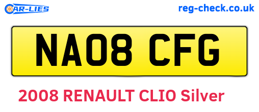 NA08CFG are the vehicle registration plates.