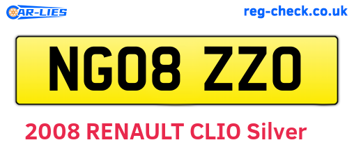 NG08ZZO are the vehicle registration plates.