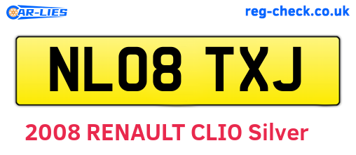 NL08TXJ are the vehicle registration plates.