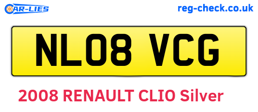 NL08VCG are the vehicle registration plates.