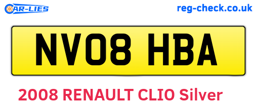 NV08HBA are the vehicle registration plates.