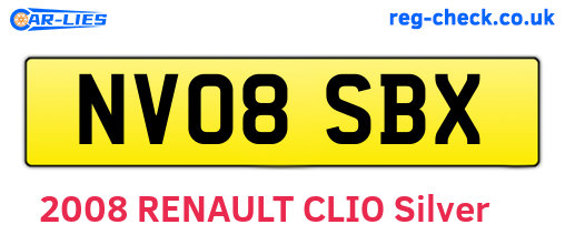 NV08SBX are the vehicle registration plates.