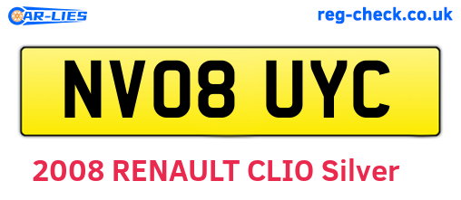 NV08UYC are the vehicle registration plates.