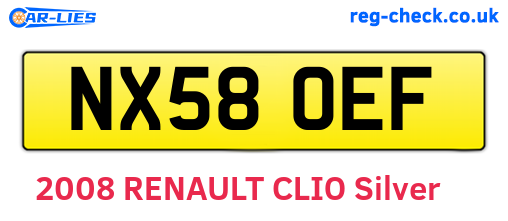 NX58OEF are the vehicle registration plates.