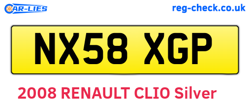 NX58XGP are the vehicle registration plates.