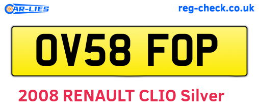 OV58FOP are the vehicle registration plates.