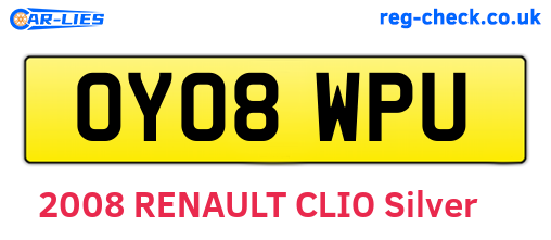 OY08WPU are the vehicle registration plates.