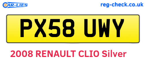 PX58UWY are the vehicle registration plates.