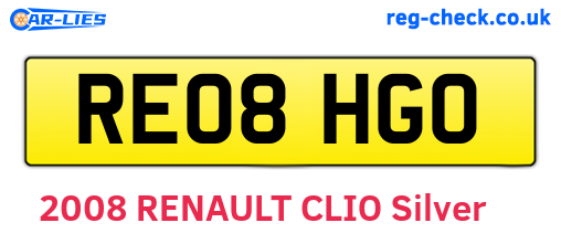 RE08HGO are the vehicle registration plates.