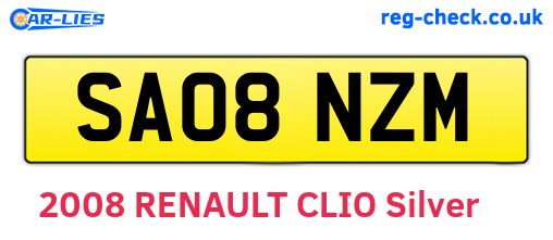 SA08NZM are the vehicle registration plates.