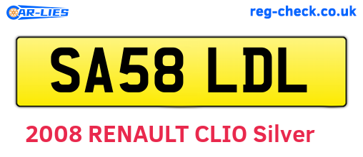 SA58LDL are the vehicle registration plates.