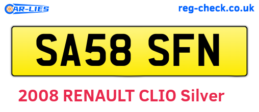 SA58SFN are the vehicle registration plates.