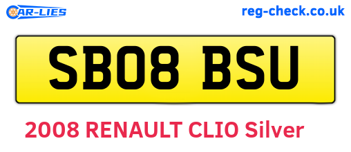 SB08BSU are the vehicle registration plates.