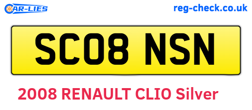SC08NSN are the vehicle registration plates.