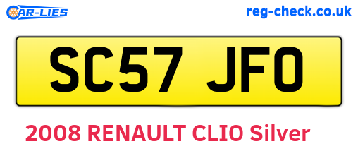 SC57JFO are the vehicle registration plates.
