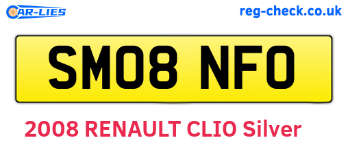 SM08NFO are the vehicle registration plates.